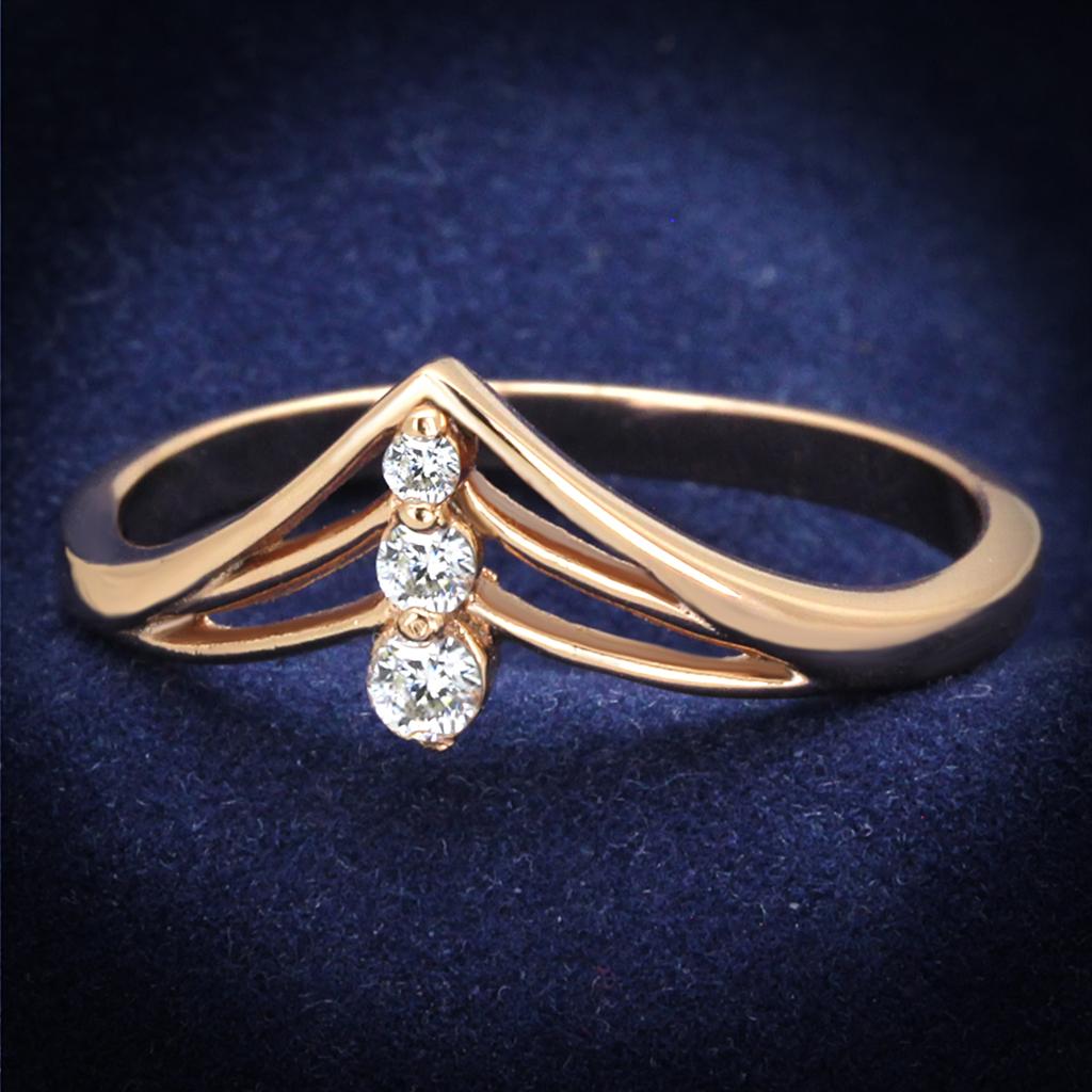 JCE283 Rose Gold 925 Sterling Silver Ring with AAA Grade CZ  in Clear