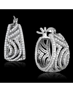 JCE296 Rhodium 925 Sterling Silver Earrings with AAA Grade CZ in Clear