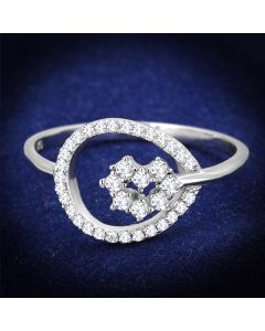 JCE307 Rhodium 925 Sterling Silver Ring with AAA Grade CZ in Clear