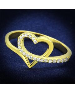 JCE308 Gold 925 Sterling Silver Ring with AAA Grade CZ in Clear