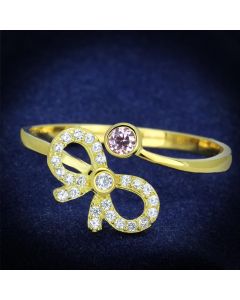 JCE309 Gold 925 Sterling Silver Ring with AAA Grade CZ in Rose