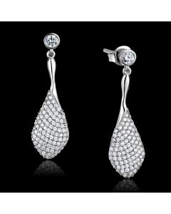 JCE324 Rhodium 925 Sterling Silver Earrings with AAA Grade CZ  in Clear