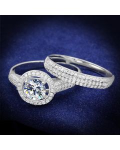 JCE331 Rhodium 925 Sterling Silver Ring with AAA Grade CZ in Clear