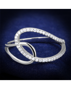 JCE358 Rhodium 925 Sterling Silver Ring with AAA Grade CZ in Clear