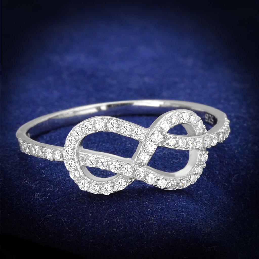 JCE360 Rhodium 925 Sterling Silver Ring with AAA Grade CZ in Clear