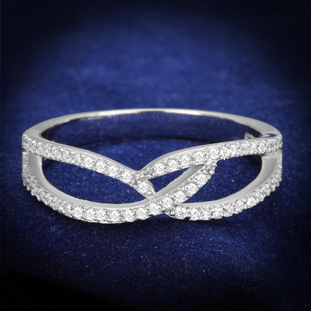 JCE365 Rhodium 925 Sterling Silver Ring with AAA Grade CZ in Clear