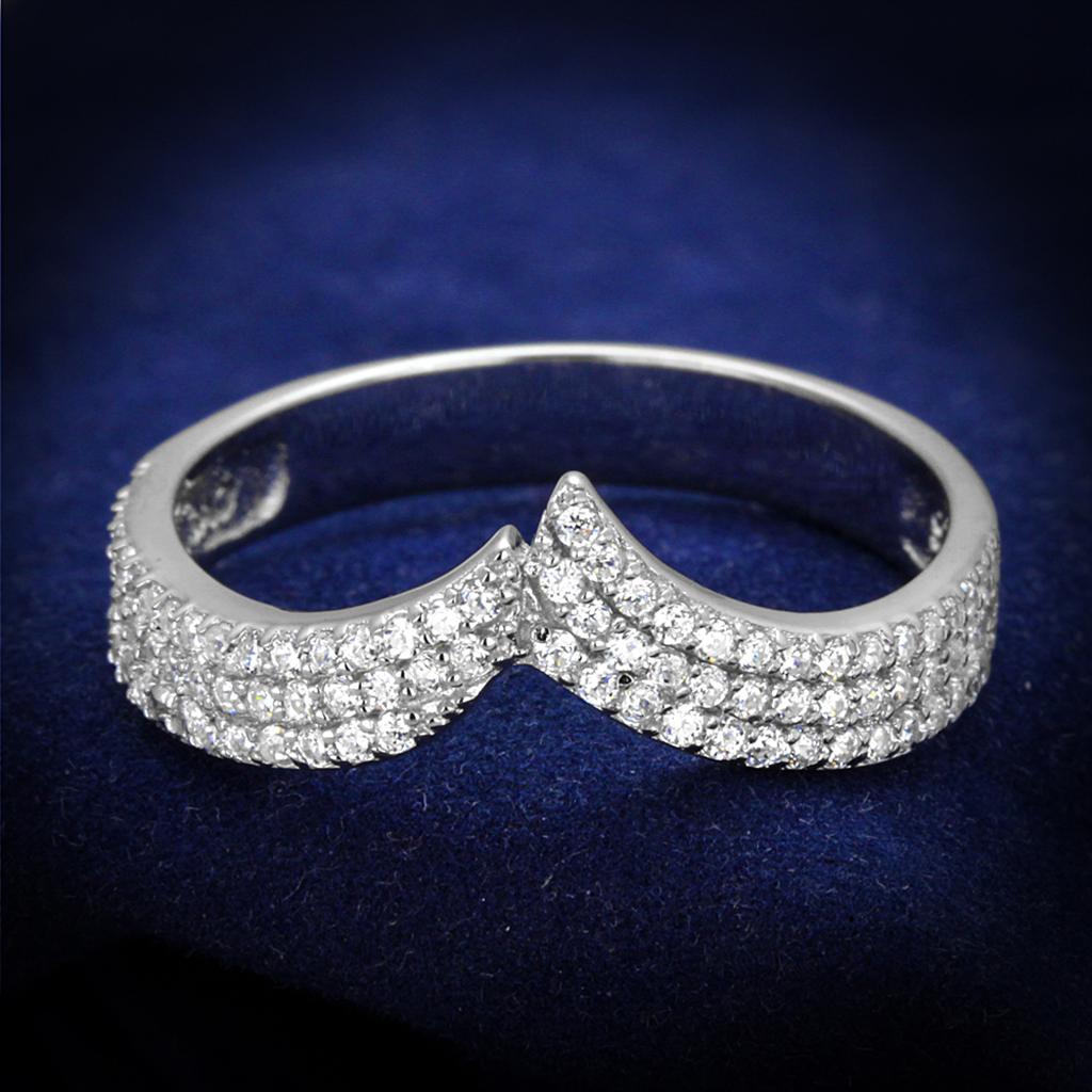 JCE366 Rhodium 925 Sterling Silver Ring with AAA Grade CZ in Clear