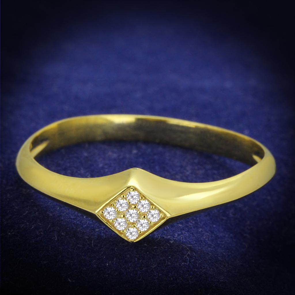 JCE406 Gold 925 Sterling Silver Ring with AAA Grade CZ  in Clear