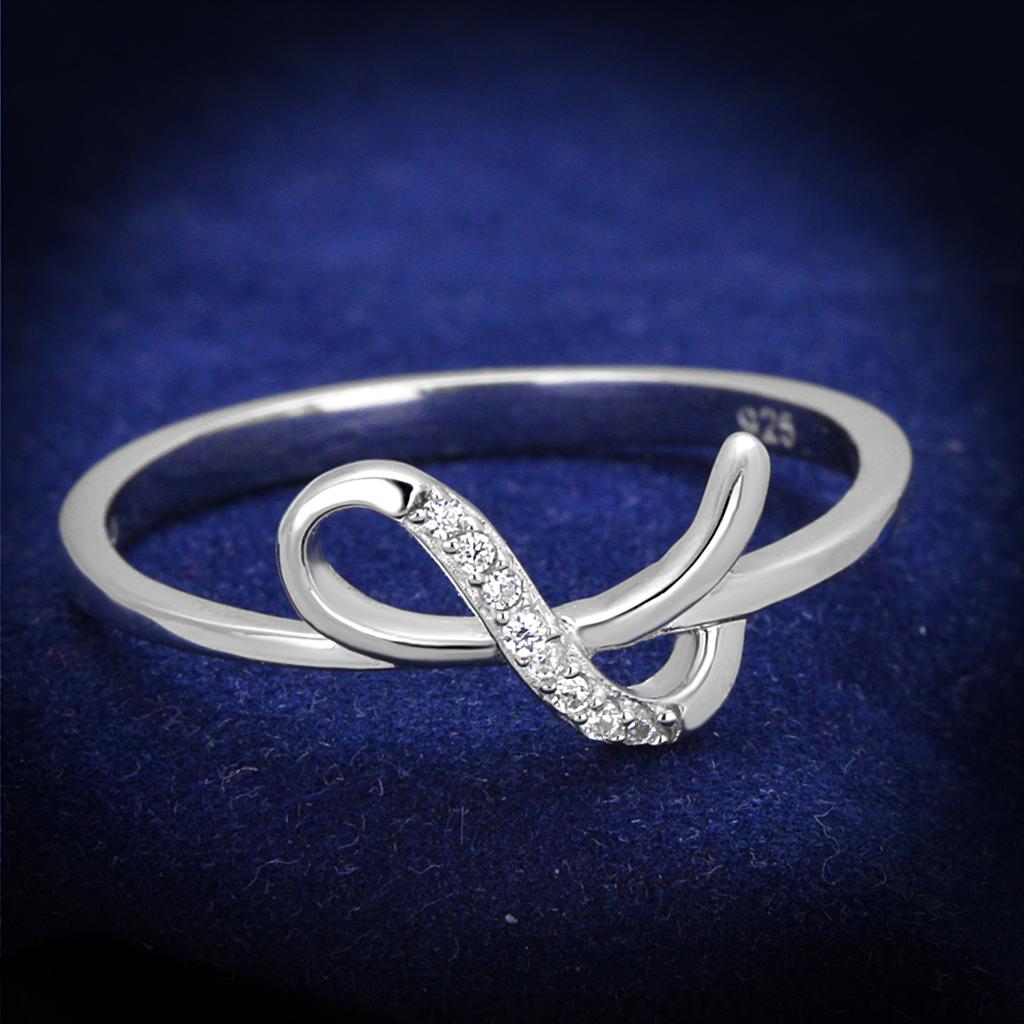 JCE426 Rhodium 925 Sterling Silver Ring with AAA Grade CZ in Clear