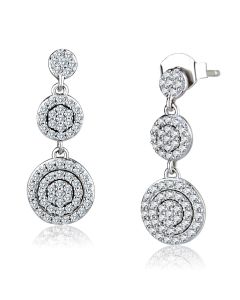 JCE494 Rhodium 925 Sterling Silver Earrings with AAA Grade CZ in Clear