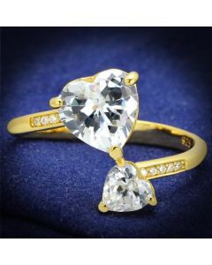 JCE555 Gold 925 Sterling Silver Ring with AAA Grade CZ in Clear