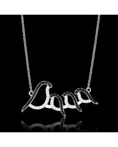 JCE564 Rhodium + Ruthenium 925 Sterling Silver Chain Pendant with AAA Grade CZ in Clear