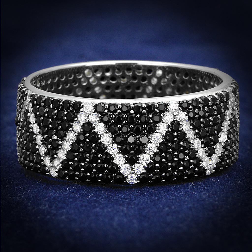 JCE600 Rhodium + Ruthenium 925 Sterling Silver Ring 