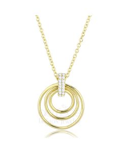 JCE601 Gold 925 Sterling Silver Necklace with AAA Grade CZ in Clear