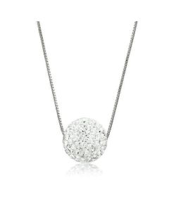 JCE061 Rhodium Brass Chain Pendant with Top Grade Crystal in Clear