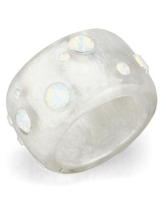 JCE078 Resin Ring with Top Grade Crystal in Aurora Borealis (Rainbow Effect)