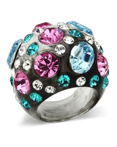 JCE103 Resin Ring with Top Grade Crystal in Multi Color