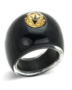 JCE115 Resin Ring with Top Grade Crystal in Light Smoked